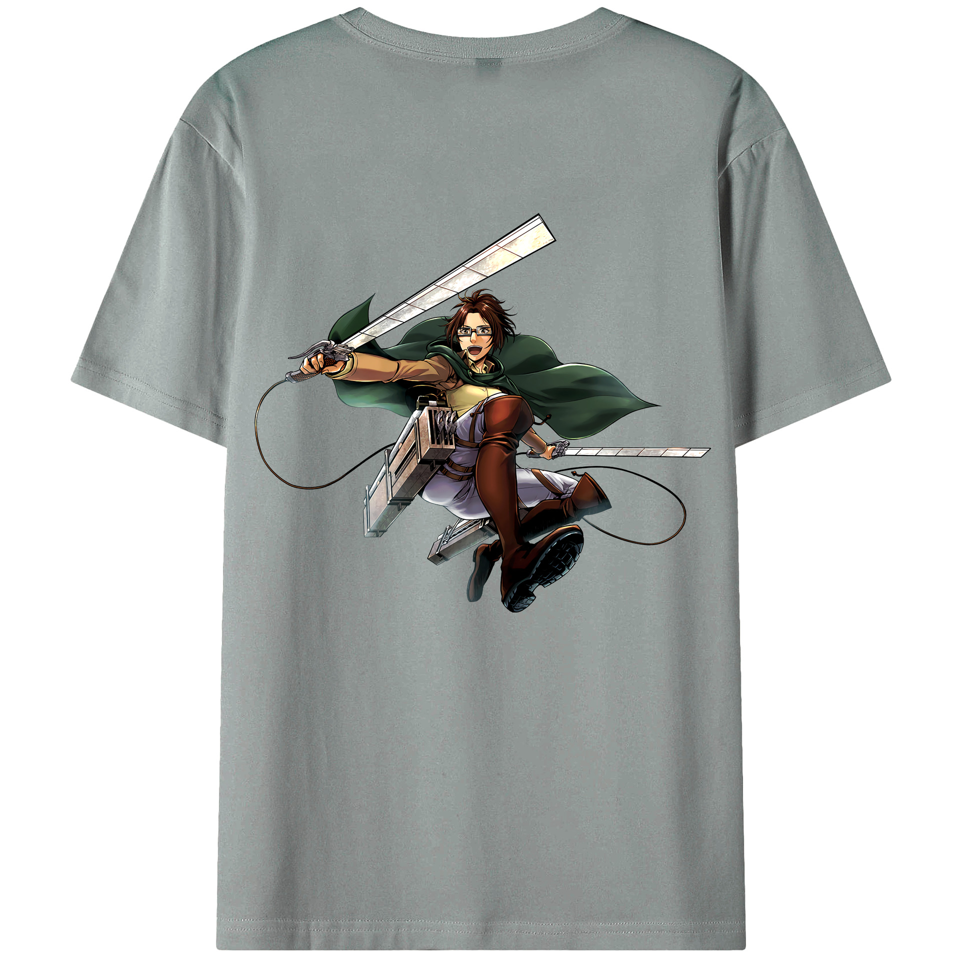 （画像用） 進撃の巨人 ハンジ·ゾエ Attack on Titan Hanji Zoe 綿100％ メンズ半袖Tシャツ（バックプリント） 通気性